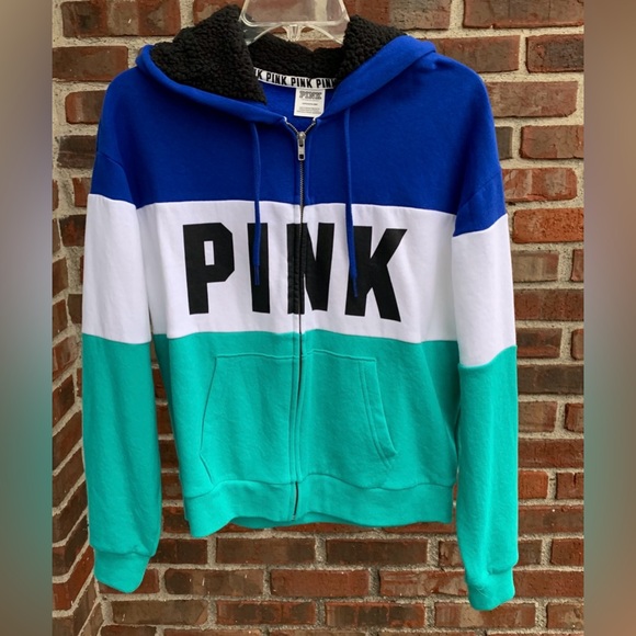 VS Pink Color Block Hoodie - Picture 1 of 3